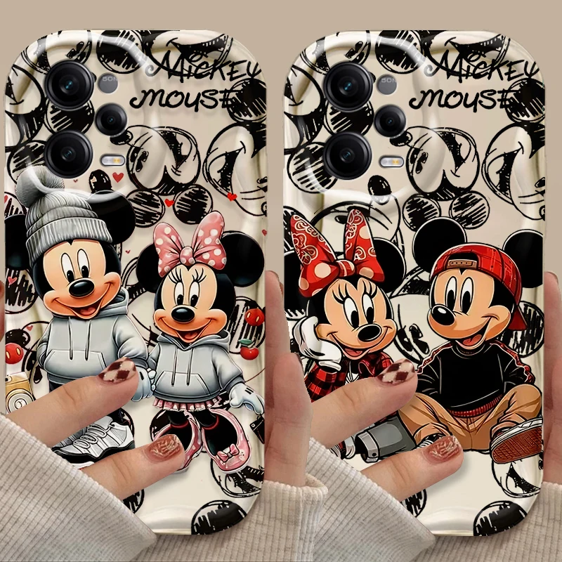 Disneys Mickeys Minnies Mouse 3D Wave Case For Xiaomi Mi 14 12 12T 11 Lite Poco M6 X6 X5 X4 F4 M3 Pro 4G 5G Soft Silicone Cover