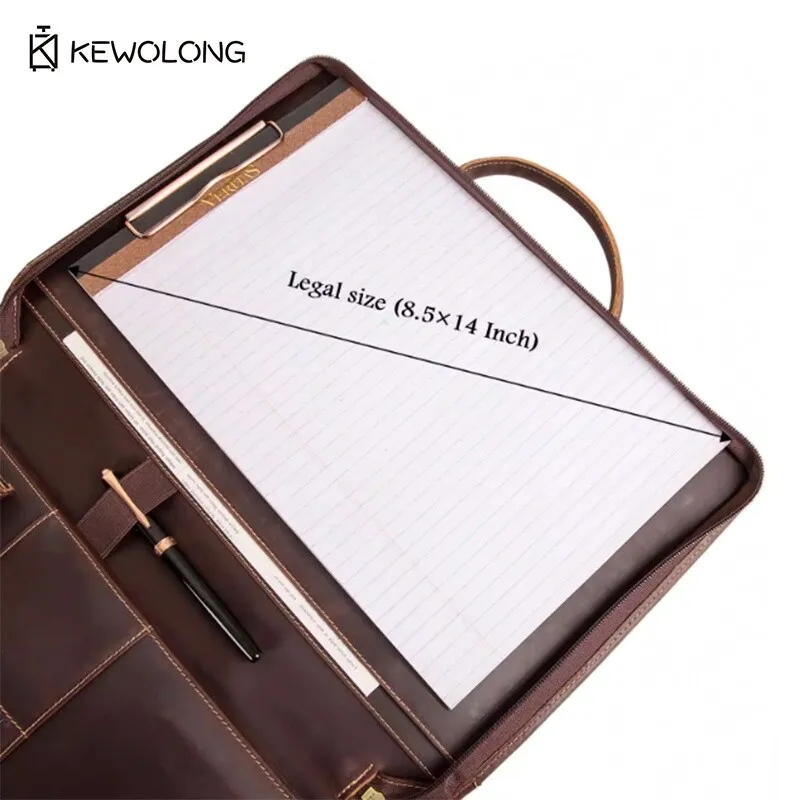 حقيبة كمبيوتر محمول جلدية عتيقة مقاس 15.6 بوصة مع حجرة مجلد الملفات، حقيبة حمل عمل متعددة الوظائف للأعمال