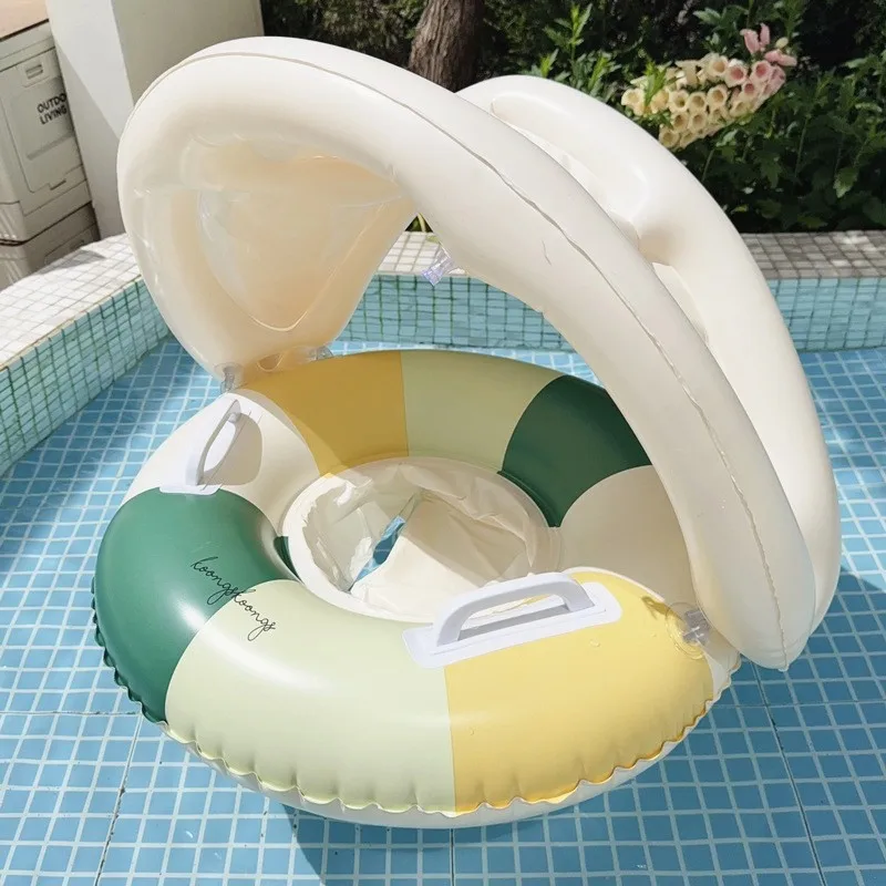 Flotador de natación para bebé, círculo inflable, anillo flotante para piscina de bebé con sombrilla, juguetes de piscina para baño de bebé de 3 a 36 meses