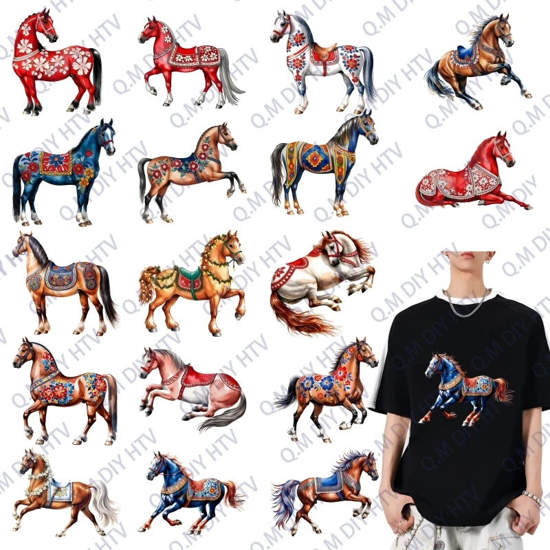 25cm&8cm 20 new styles of cool horse heat transfer stickers animals hot stamping stickers clothing accessories DIY Cartoon Decal