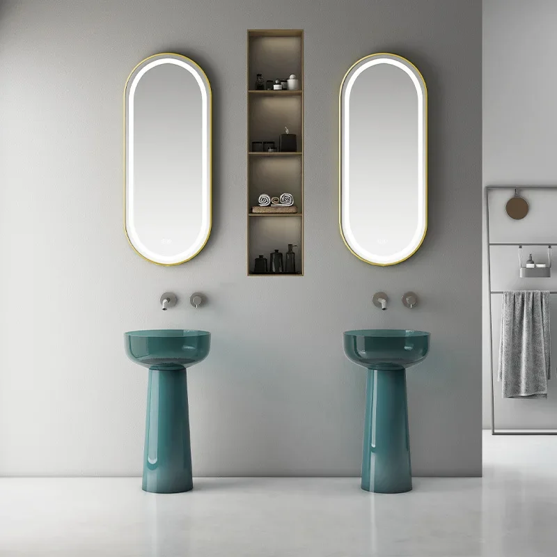 Washbasin floor-to-ceiling washbasin countertop resin column basin atmosphere light generation is simple