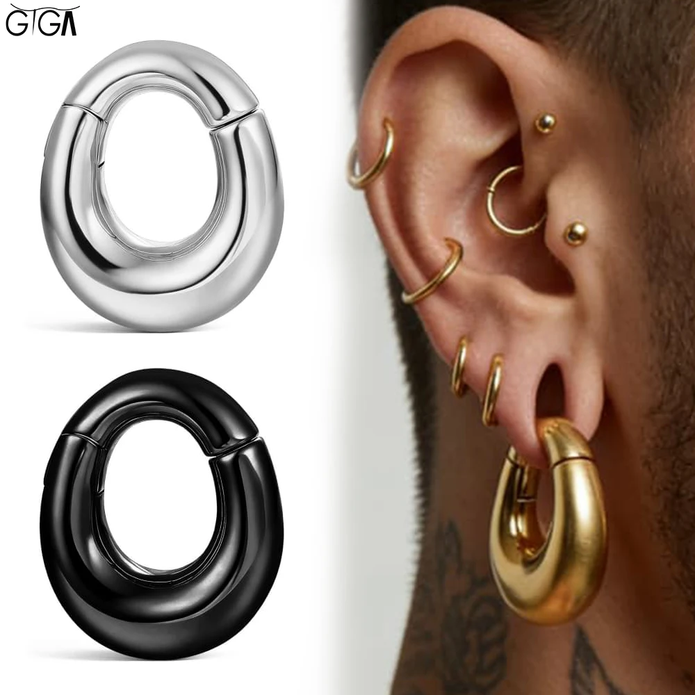Giga 1/2Pcs Daily Fashion Ear Weights Hangers 316 Stainless Steel Tunnels Plugs Gauges for Stretched Lobe Body Piercing Jewelry