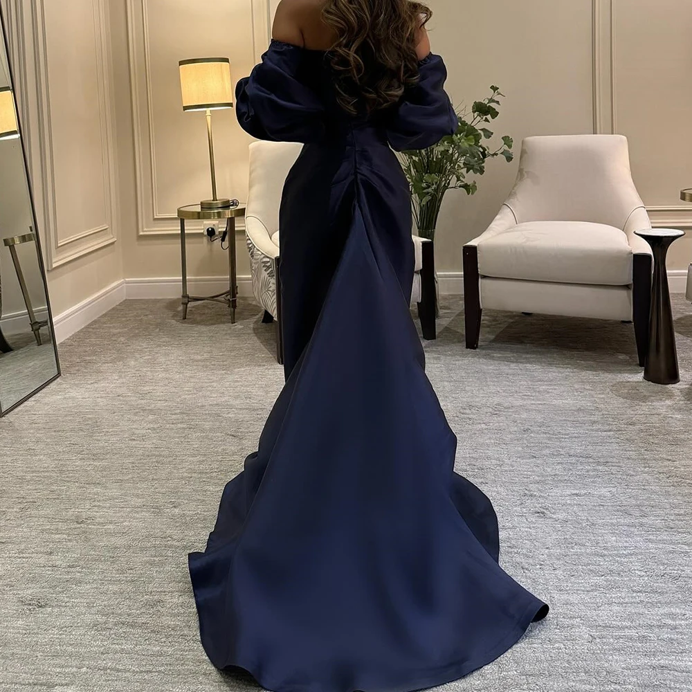 Customized Temperament Satin Detachable Sleeve Evening Dress Fashion Strapless Straight Long Sleeves Bespoke Occasion Gowns