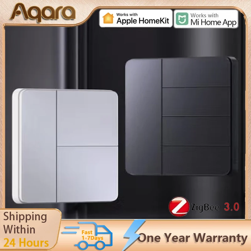 

Aqara Smart Scene Switch Wall Switch Panel 1/2/3/4 Key ZigBee 3.0 Smart Wall Light Switch Smart Home Wireless Key Light Switch