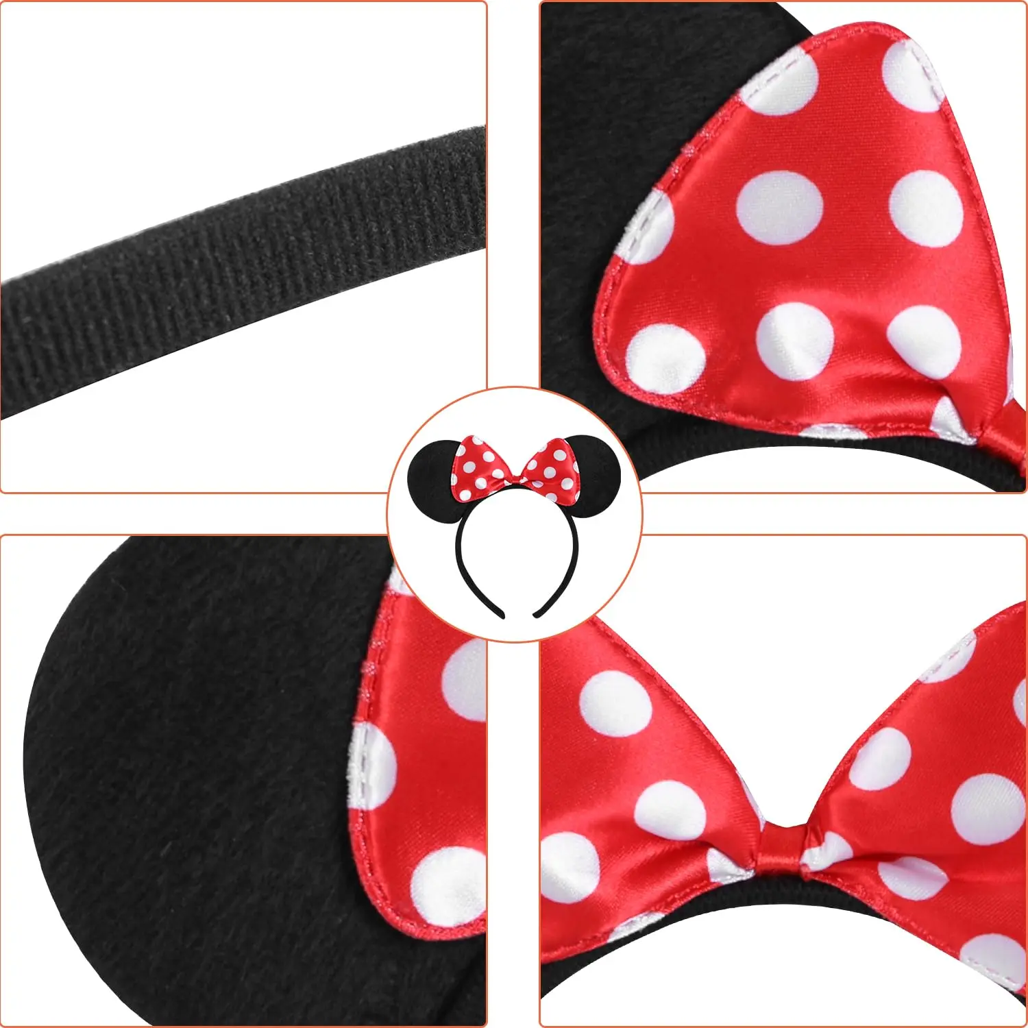 Mouse Ears Solid Bow Ears Headband for Birthday Party Supplies and Mouse Themed Costume Cosplay Decoration