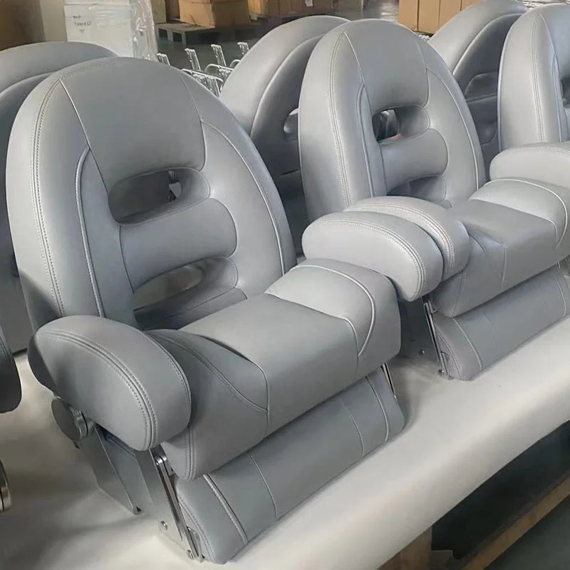 Longcent Gray Customized Boat Marine Seat Yacht Seat Deluxe Fold Boat Pilot Seats With Bolster And Armrests