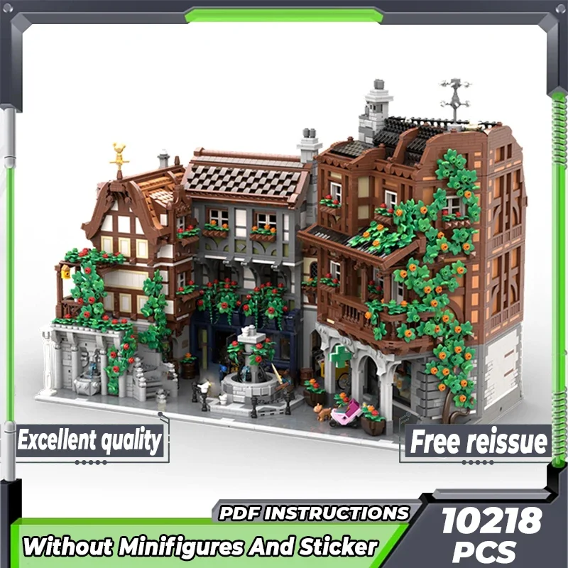 Straatbeeld Model Moc Gebouw Bakstenen Vakwerk Oude Stad Technologie Modulaire Blokken Geschenken Kerstspeelgoed Diy Sets Assemblage