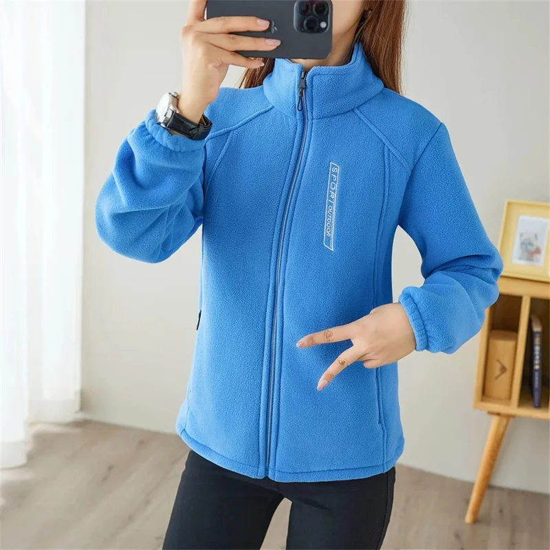 Autumn Winter Female Snowflake Velvet Outwear Women Stand Collar Thickening Cardigan Top Ladies Large Size 5XL Fleece Sweatshirt