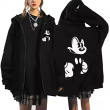 Black Mickey Mouse Men Zipper Hoodie