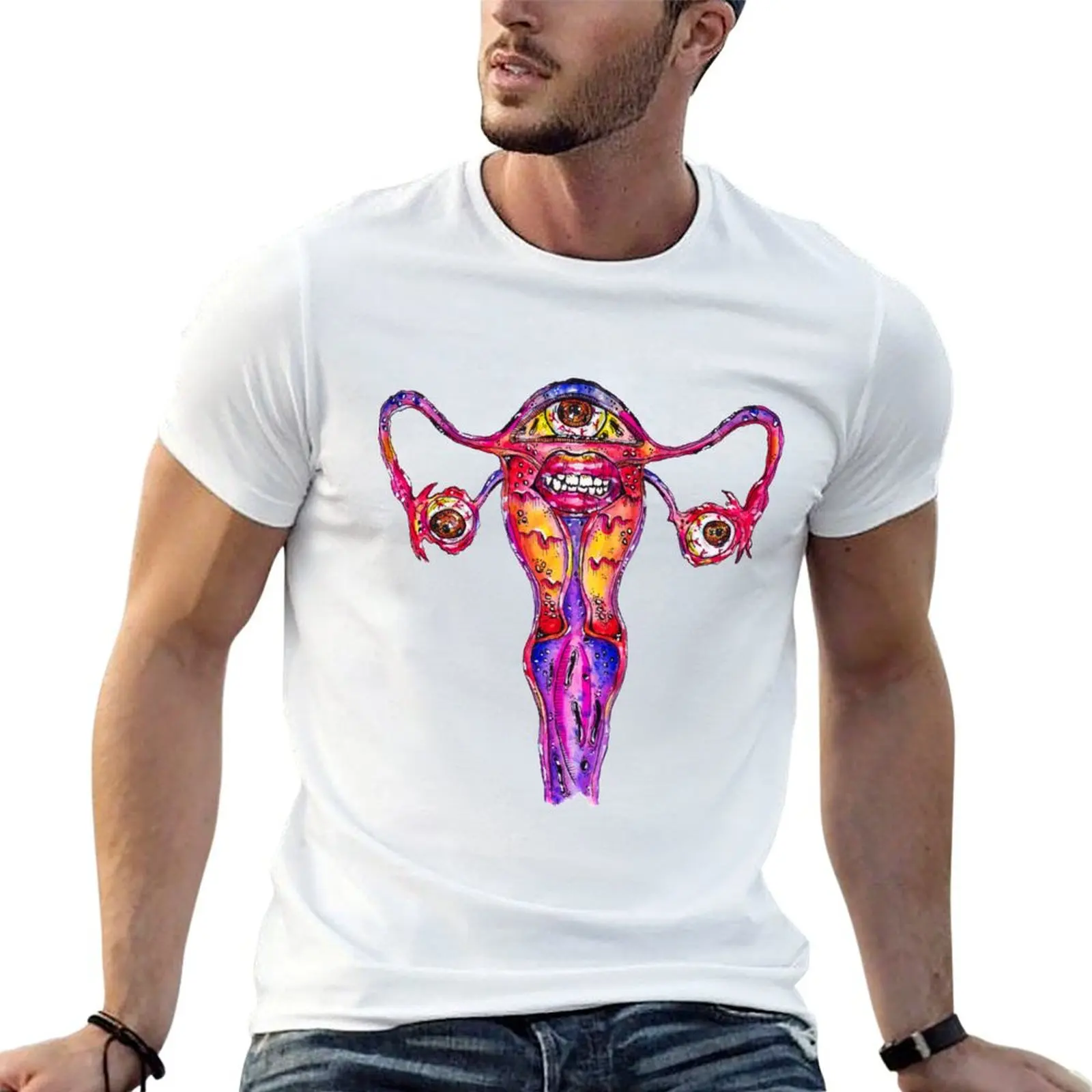 Angry Ovaries T-Shirt Basic Solid Color Short Sleeve Cotton Top