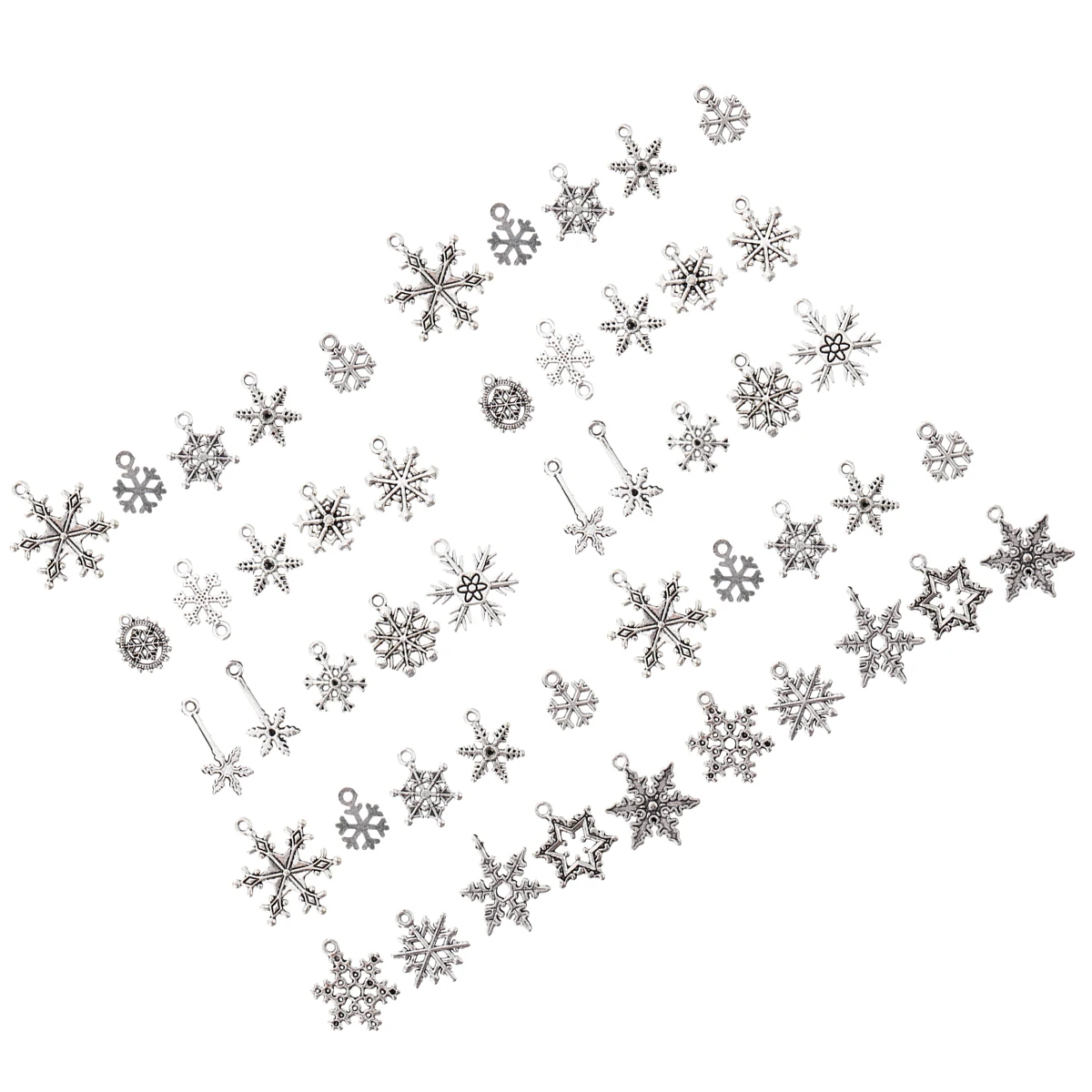 

50 Pcs Christmas Snowflake Pendant Alloy Metal Charms Jewelry Making Supplies DIY Accessory Silver Color Decor Parts Handmade