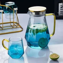 1.5L colourful Diamond Glass Teapot Set Home Water Carafe Heat-resistant Teapot Hot Cold Water Water Jug Coffee Pot