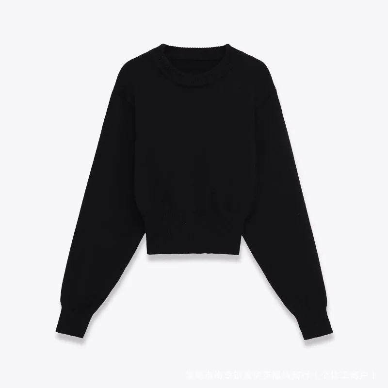 

Осень-зима, новый стиль, простой дизайн, полиэстер, повседневный женский трикотаж с круглым вырезом и длинными рукавами, модный универсальный трикотаж