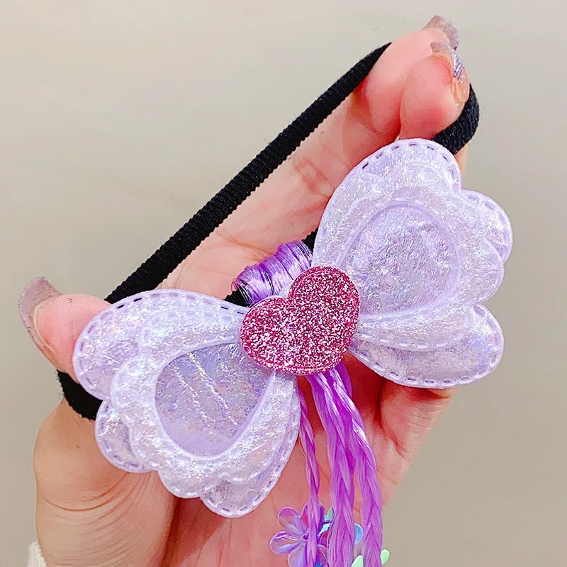 1PC Cute Girls Colored Bow Wigs Ponytail Headbands Rubber Bands Beauty Hair Bands Headwear Kids Hair Accessories Hair Ornament