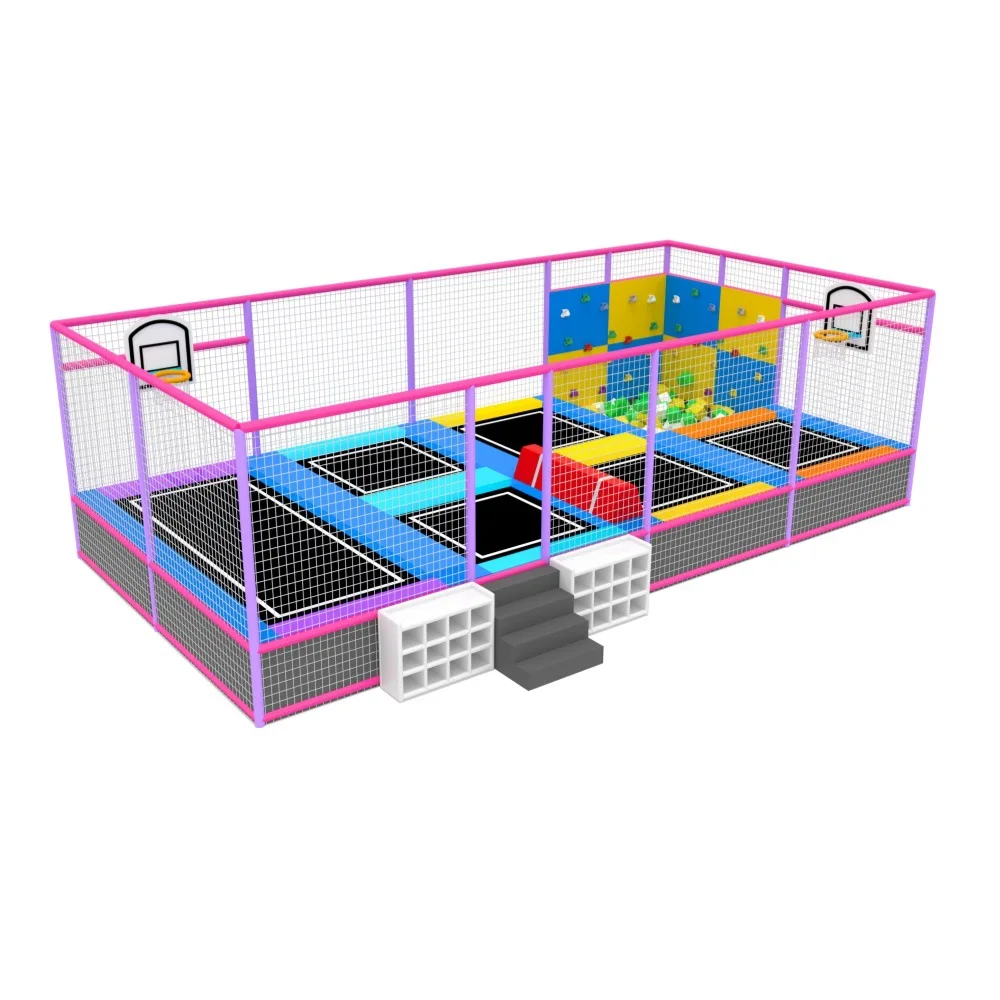 Commercial Trampoline Park Equipment Customized Children's Indoor Playground With Basketball Sponge Pool Indoor Trampolinepromot