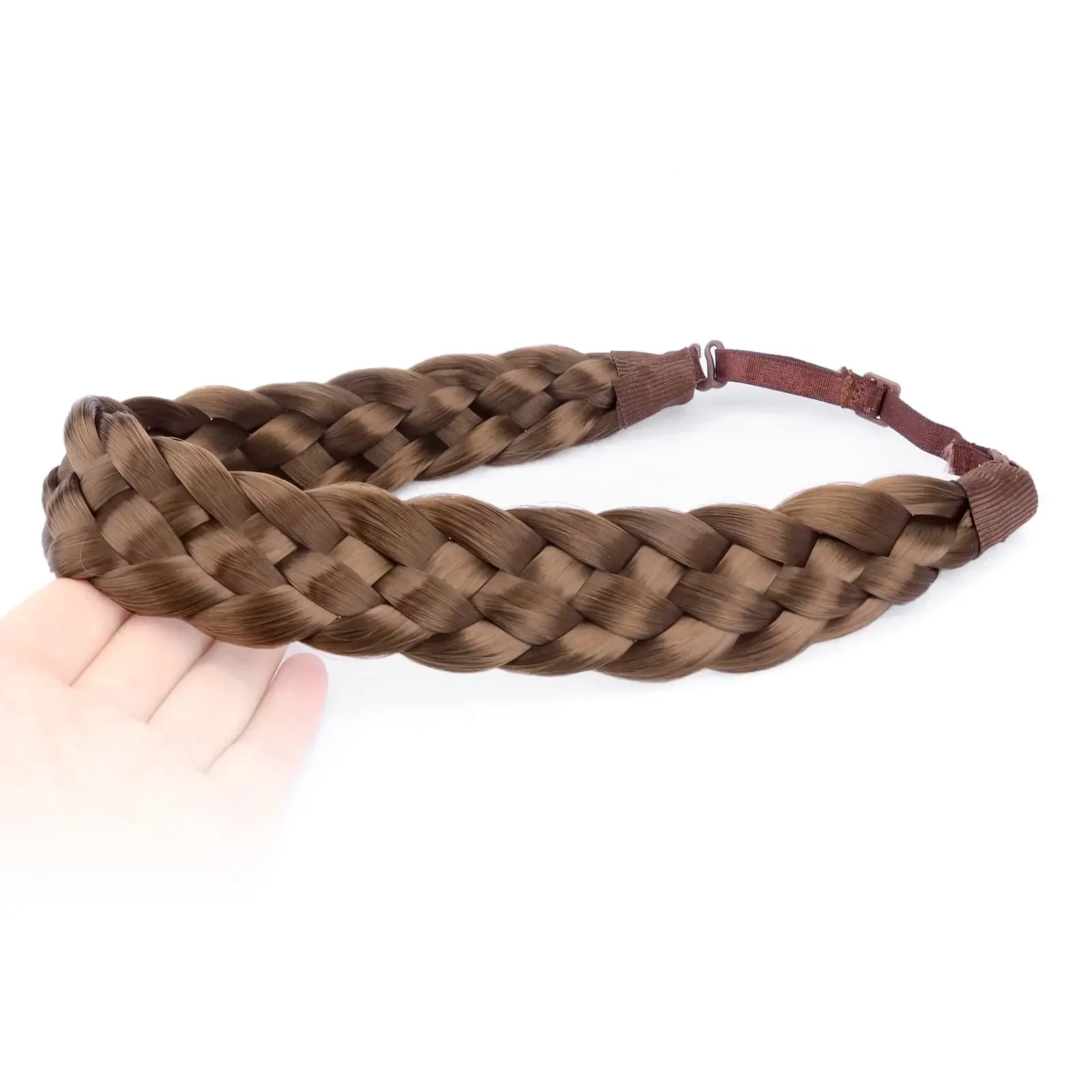 Classic Synthetic Headband Fishtail Braids Hair with Adjustable Belt Plaited Hairband Bohemian Style Women Hairstyle Hairpieces