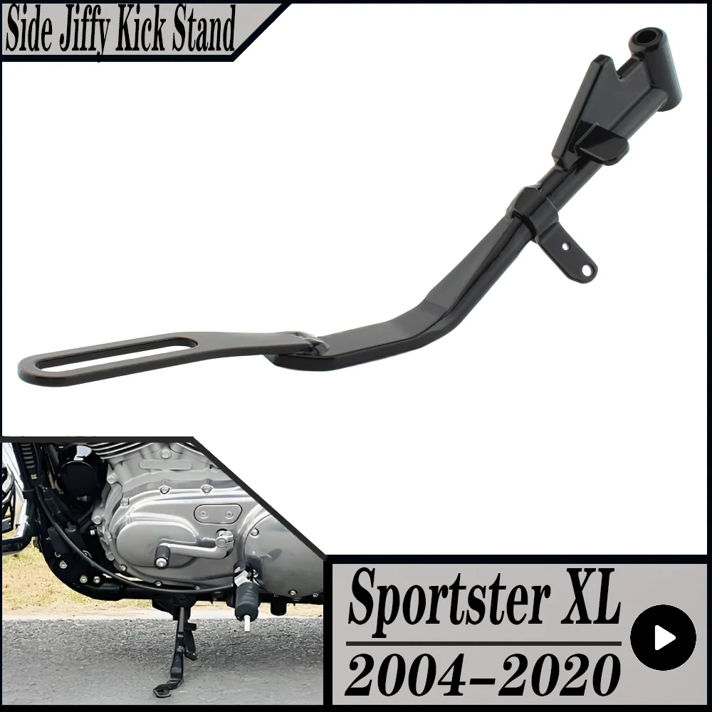 For Harley Sportster XL 2004-2020  Iron 1200 XLCP Nightster Forty Eight  Iron 883 Motorcycle Black Side Jiffy Kick Stand