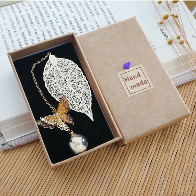 Y1UB Retro Leaf Hollow Out Metal Eternal Flower Metal for Women Men Students Birthday Gifts