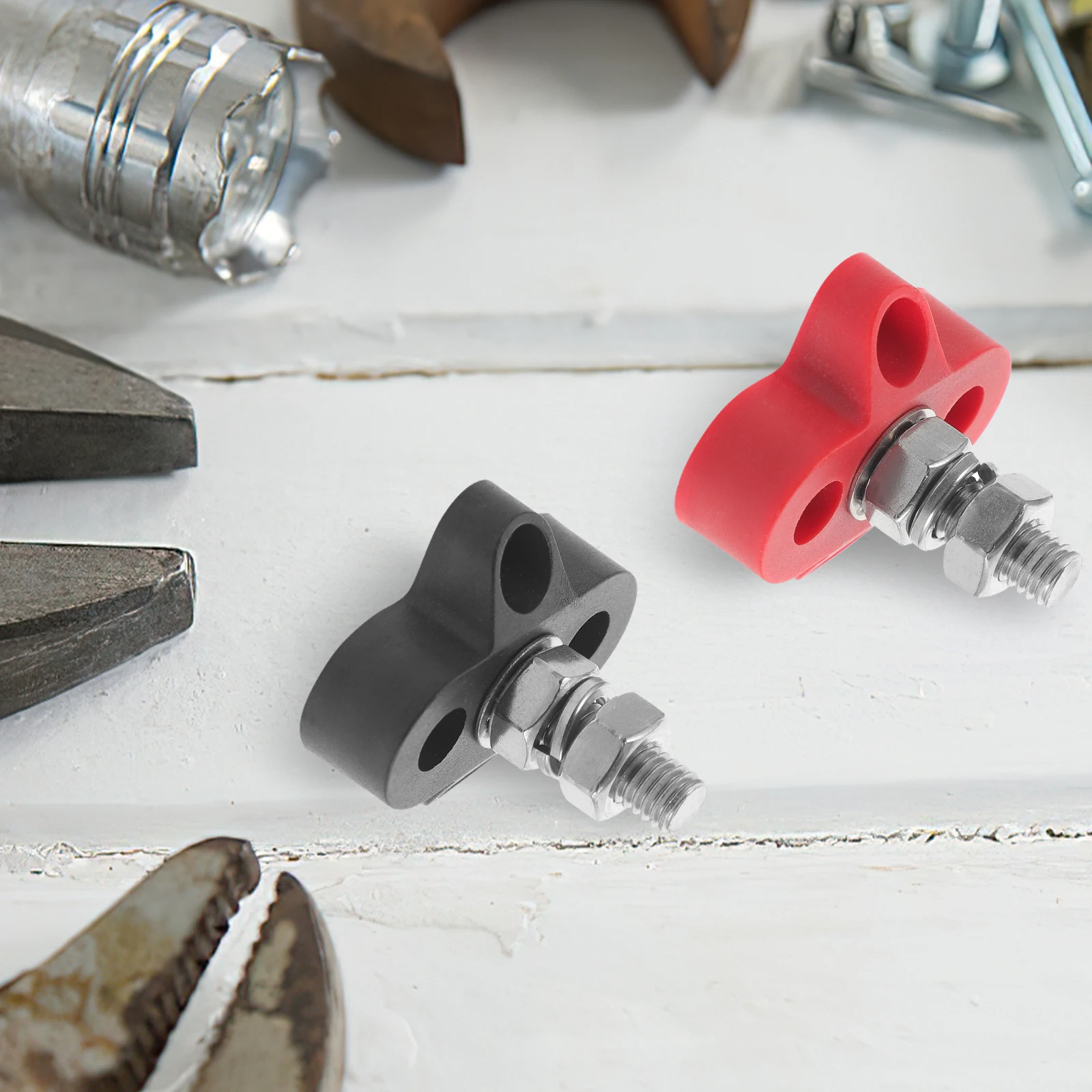 

2Pcs M8 Terminal Block Car Yacht Boat Marine Accessories Power Junction Post Stainless Steel Red Black 48V