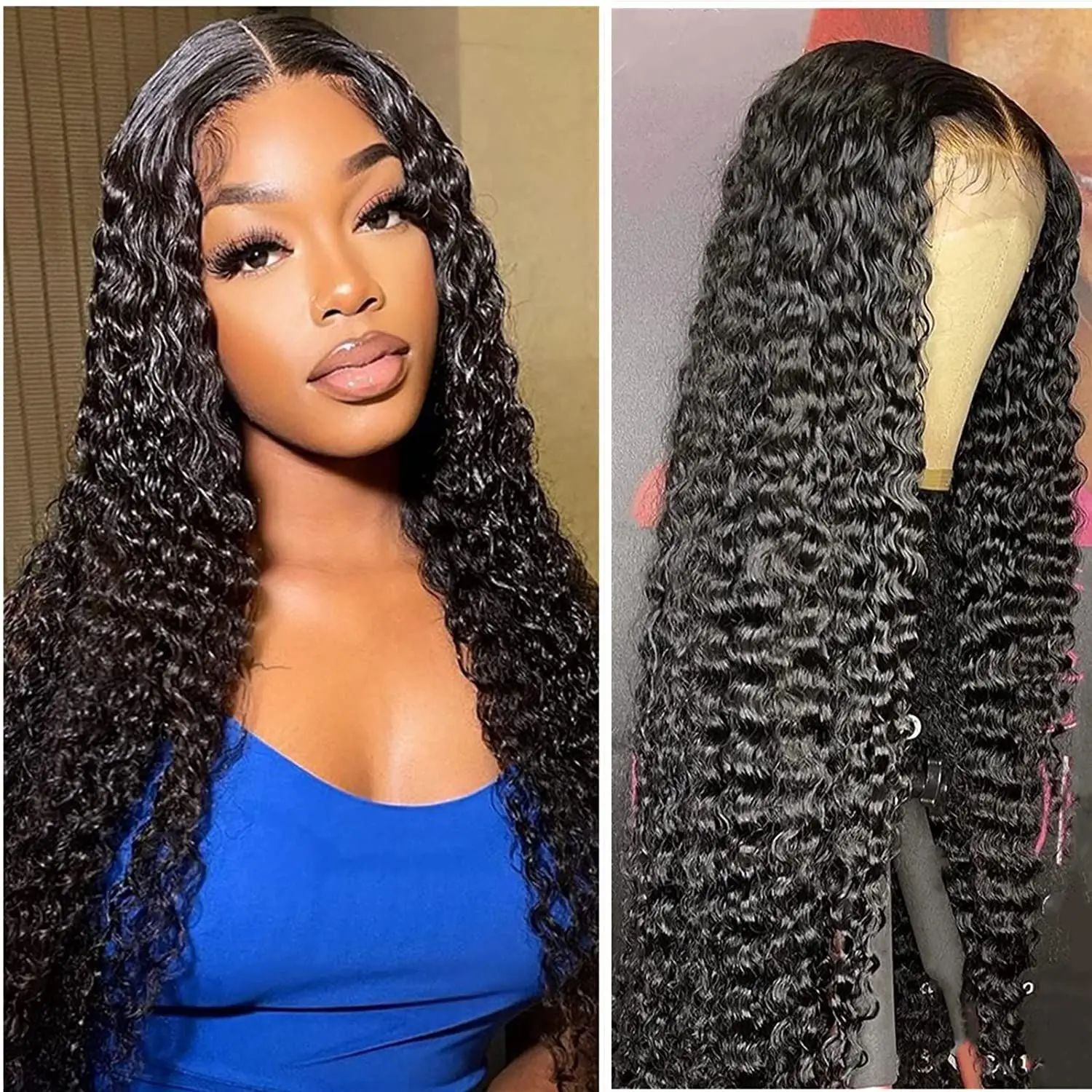 Deep Wave Glueless Wig Human Hair Ready To Wear And Go 5x5 Curly Natural Color Wigs Human hair Brazilian wig for women choice