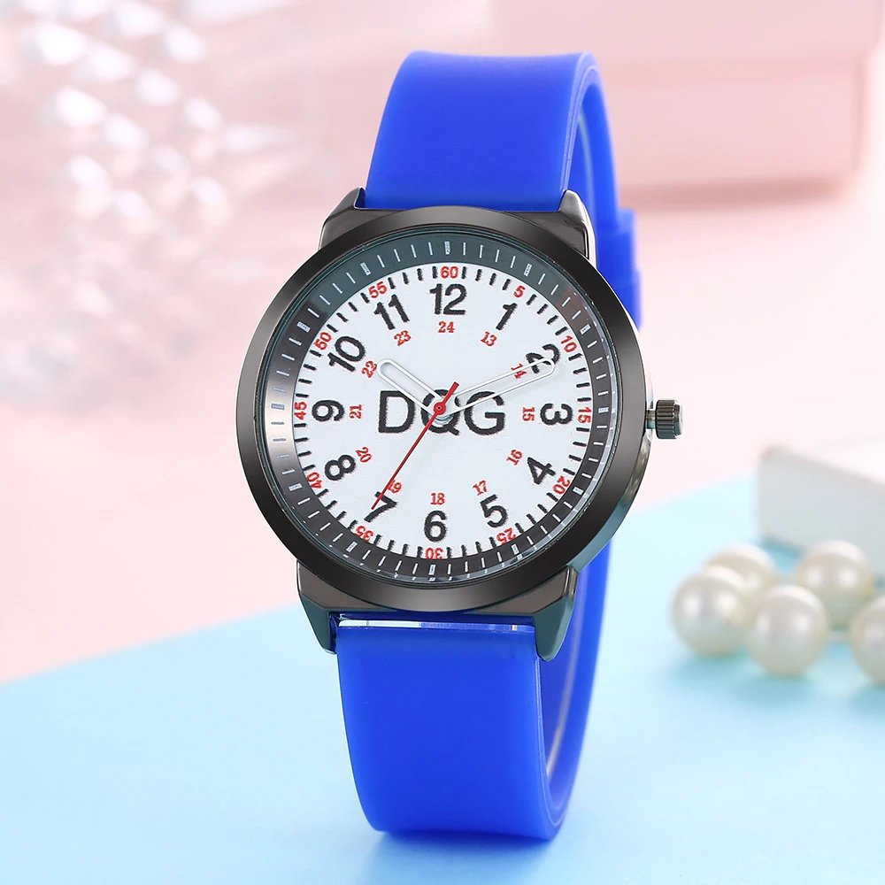 Simple Hot Digital DQG Brand Ladies Quartz Watch Casual Brown Silicone Strap Women\'s Clock Dress Gift Wristwatch