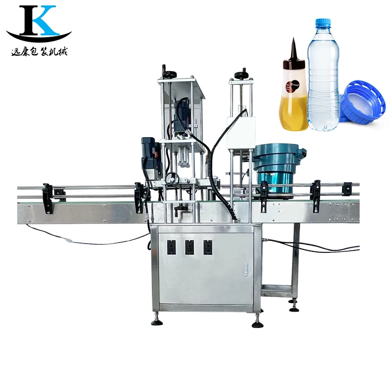 YK Automatic Essential Oil Dropper Bottle Cap Tightening Screw Lid Vial Capping Machines With Cap Feeder