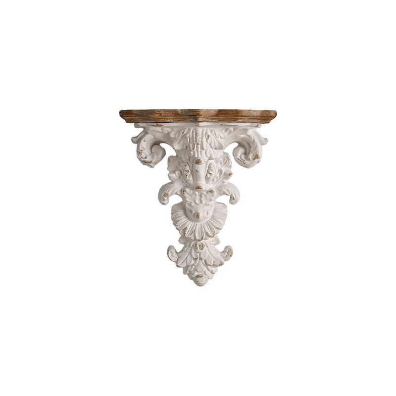French Romantic Garden Embossed Wall Shelf Outdoor Background Hanging Decorative Shelf for Garden