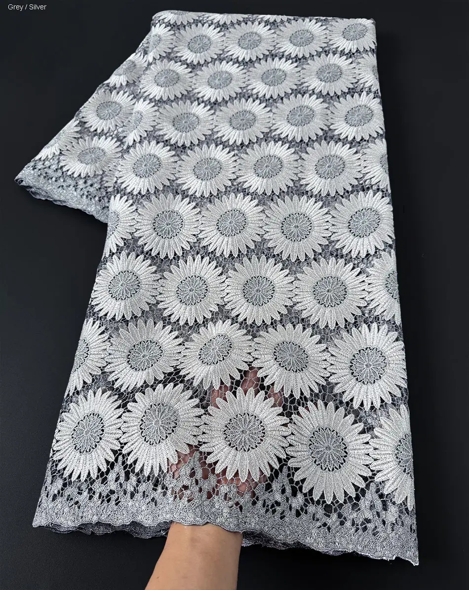 

Top End Sunflower Embroidery Guipure Lace 2026 Newest African Cord Lace Korea Made Cupion Fabric Sewing Traditional Garment