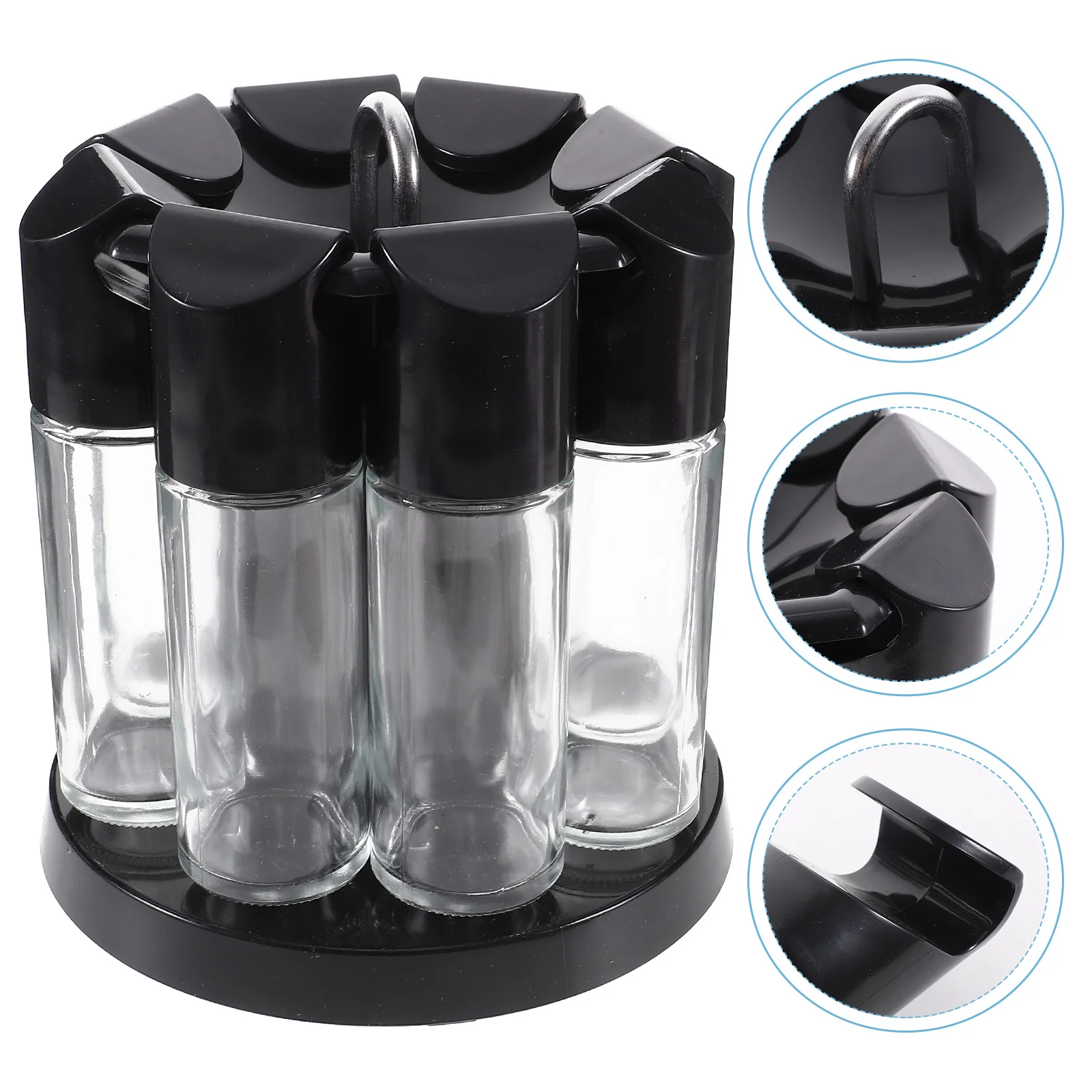 

Stylish Rotating Kitchen Seasoning Bottles Set with Hanging Hooks Perfect Barbecue Cruets for Space Saving Flavor Management