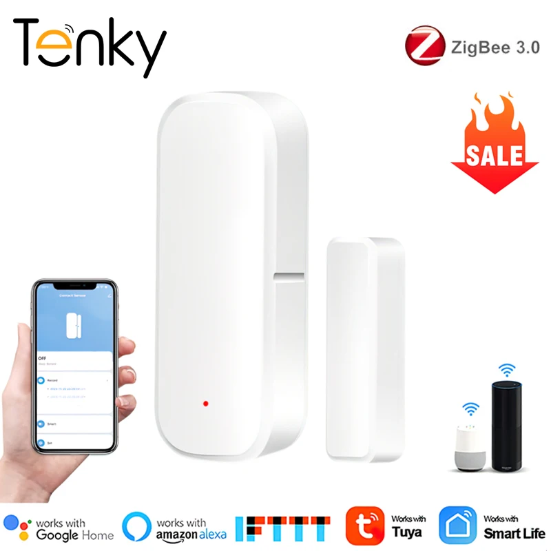 Tuya ZigBee Door Window Sensor Open Closed Detectors Smart Life Remote Control Smart Home Security Alarm For Alexa Google Home