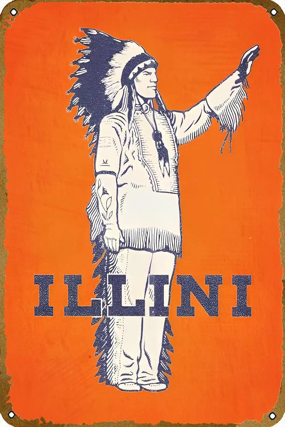 1966 ILLINOIS ILLINI VINTAGE ART poster Retro tin Sign Wall Art Decor Metal Sign Decoration Sign 8x12 inch