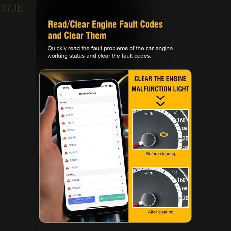 

37JE Automotive Engine Code Reader Простые пользовательские интерфейсы для ремонта DIYER Эффективное устранение неполадок и