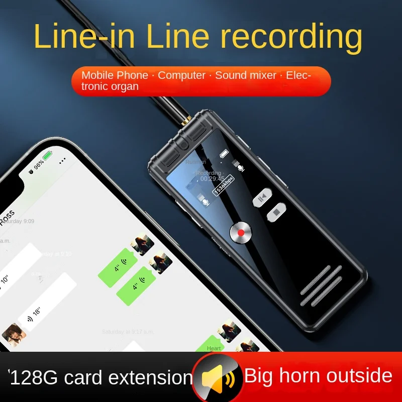 128 جيجابايت مسجل صوت صغير الصوت المنشط خط في خط الإملاء 0-64G فلاشة مزودة بفتحة يو إس بي سائق ضياع الضوضاء تقليل سجل مشغل MP3