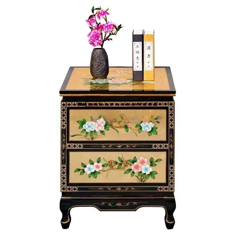

New Chinese Style Solid Wood Bedside Cabinet Classical Storage Cabinet Bedroom Storage Bed Side Cabinet