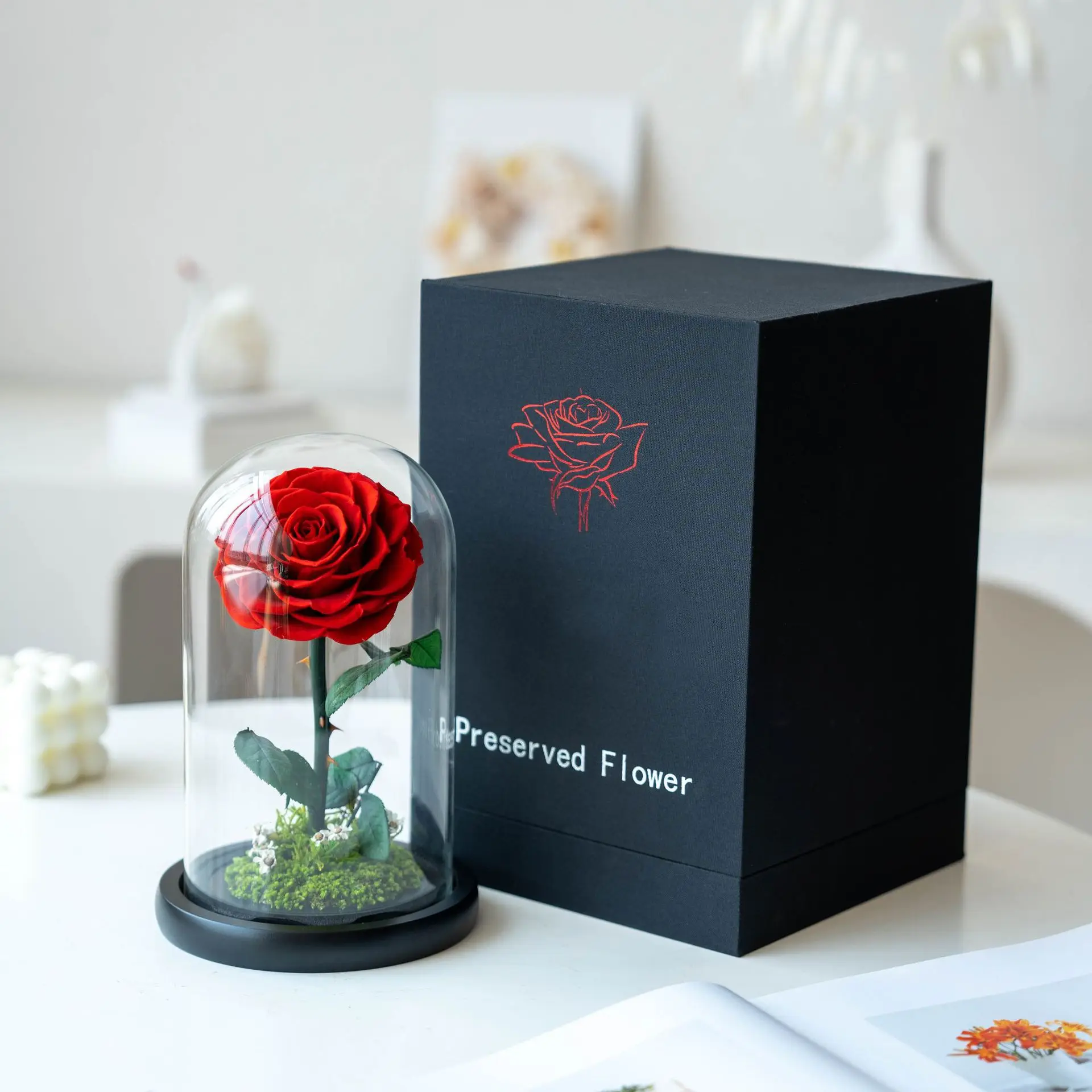 Glass Rose Flower F…