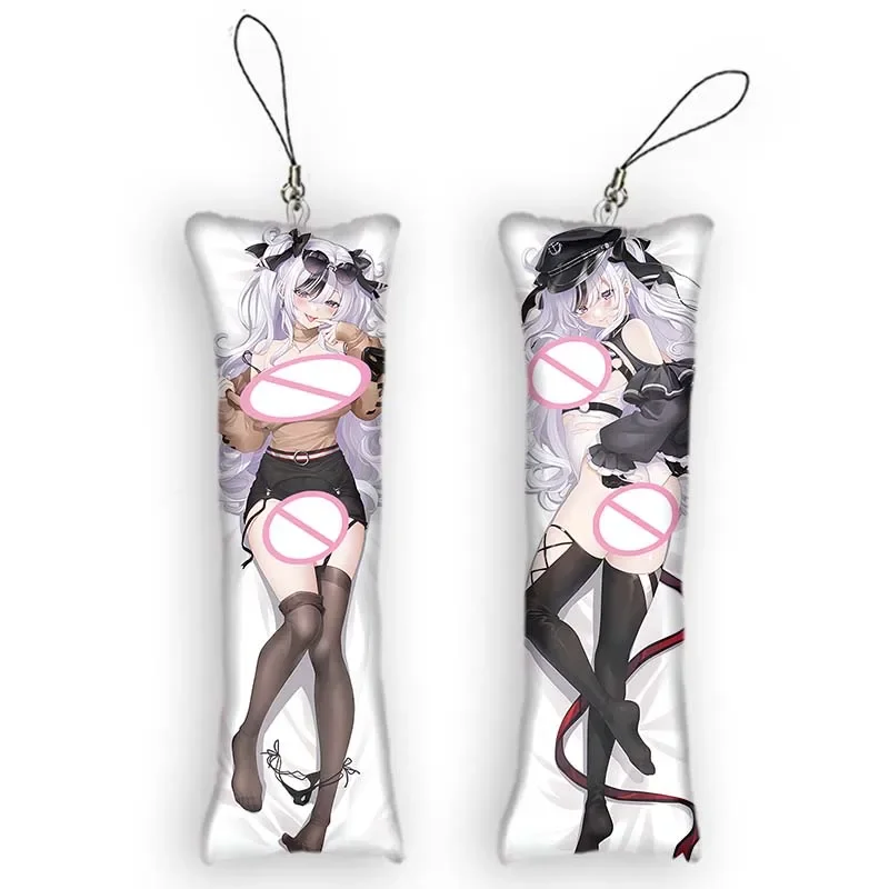 

Fashion Azur Lane Elbe Theme Character Cosplay Mini Dakimakura Keychain Anime Double-Sided Print Small Pillow Pendant Cut
