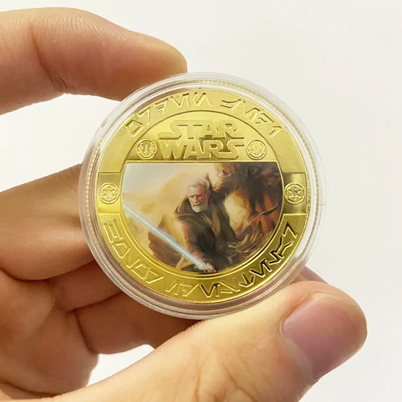 Disney Star Wars Mandalorian Skywalker Yoda Baby Manga Figures Commemorative Golden Coins Collection Gifts For Children