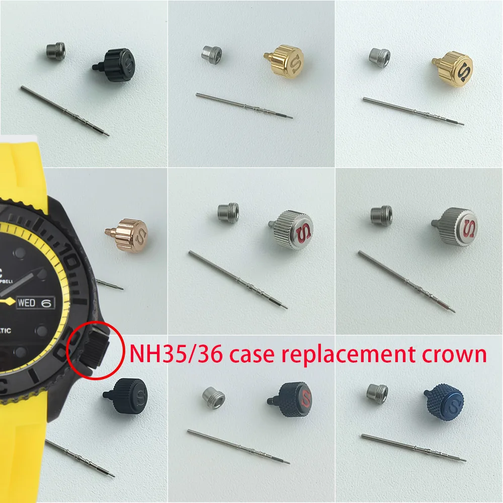 NH35 crown watch accessory, frosted or smooth crown with scale 