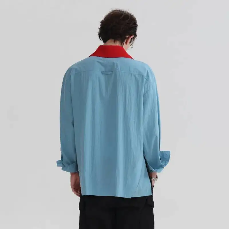 WVGA Spring Summer New Men's Detachable Collar Trendy Long Sleeved Shirt Unique Design Loose Fit High-End Casual Tops Ins W23896