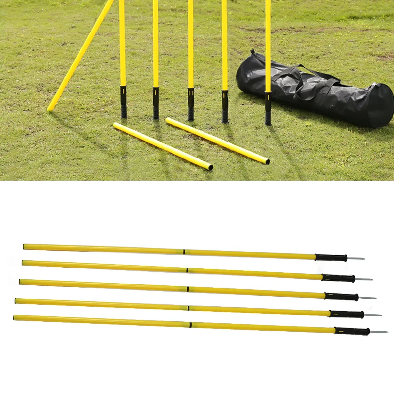 

Yellow Agility Poles 1.5m Agility Training Poles Soccer Training Sports Agility Poles With Base Buckles