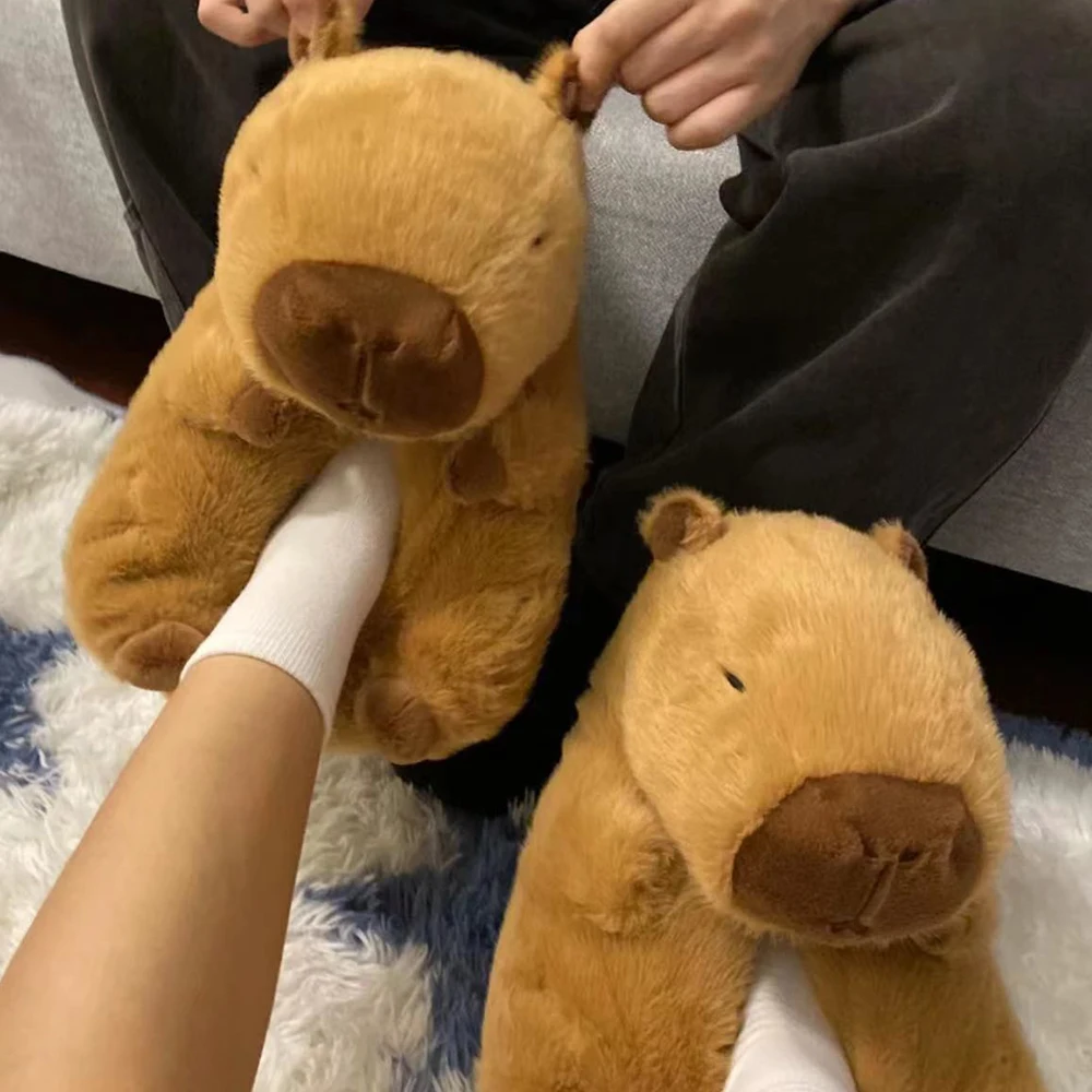 Pantofole di peluche Capybara donne cartone animato carino animali adorabili scarpe accoglienti sandali Capibara pantofole da interno giocattoli