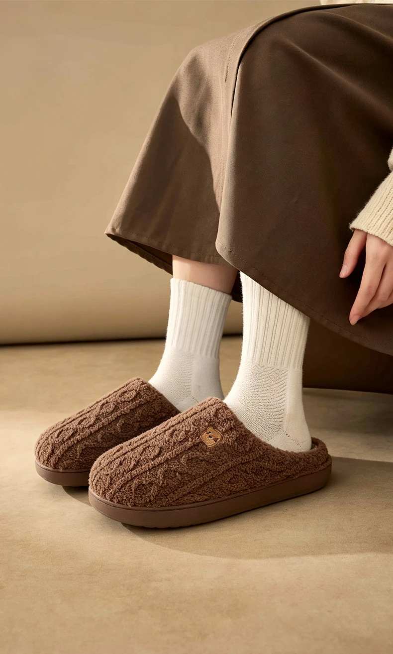 Damen-Hausschuhe aus flauschigem Memory-Schaumstoff, warm gefüttert mit Plüschfleece, gemütlich, weich, rutschfest, mit dicker Sohle, ideal für den Winter und Herbst. – Detail 16