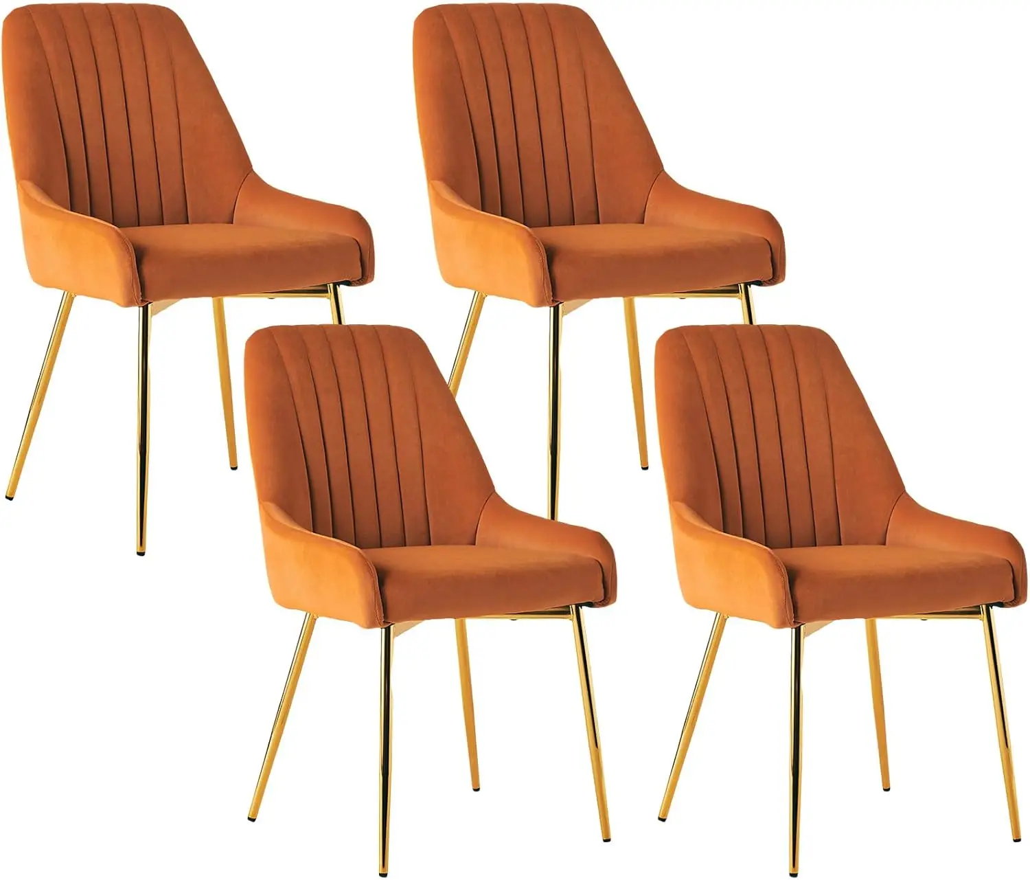 Modern Velvet Dining Chairs Set of 4, Upholstered Dining Room Chairs with Gold Metal Legs, Armless Side Chairs