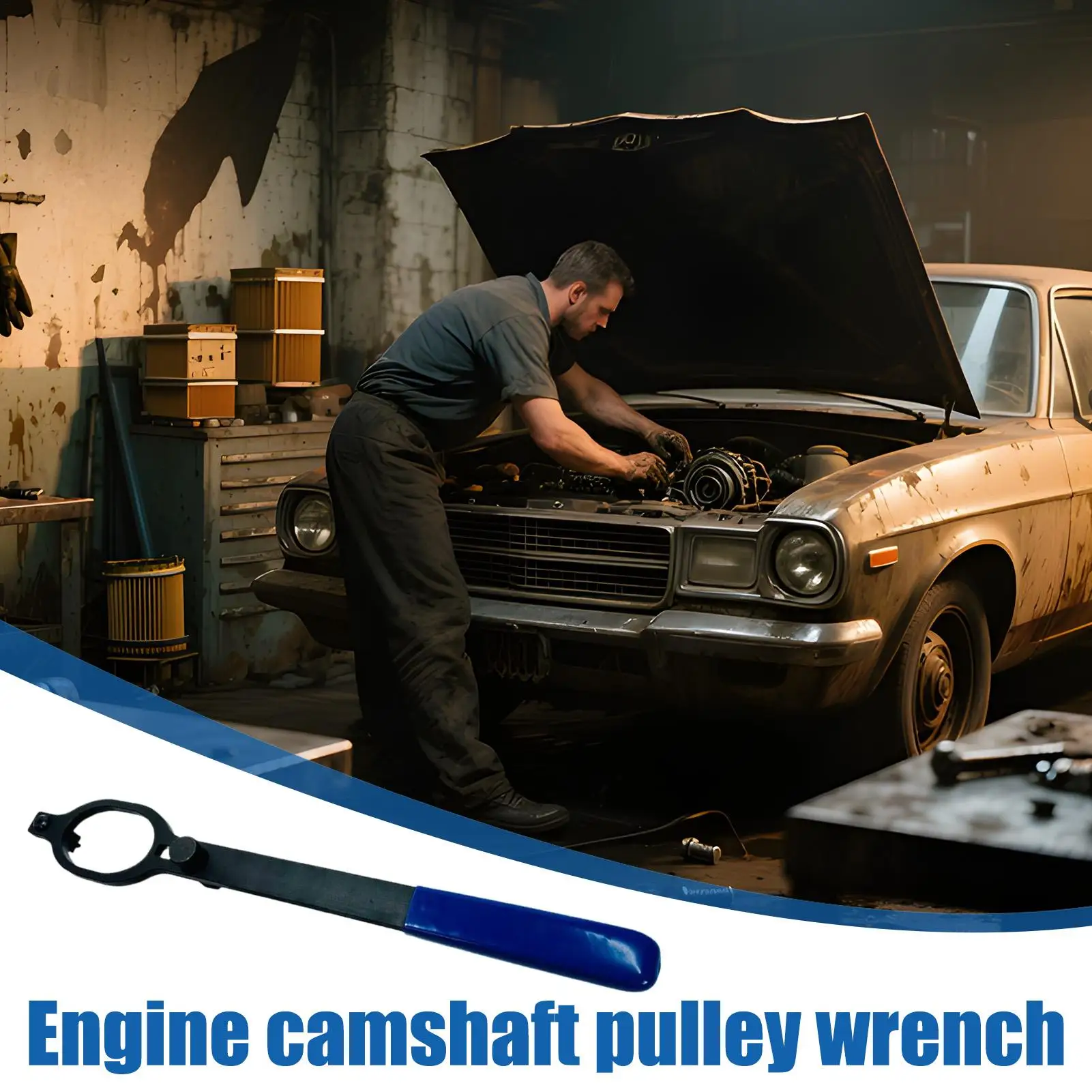 

Инструмент для держателя автомобильного шкива, регулируемый ключ для шкива для установки, снятия автомобиля, ремонта двигателя, обслуживания грузовика