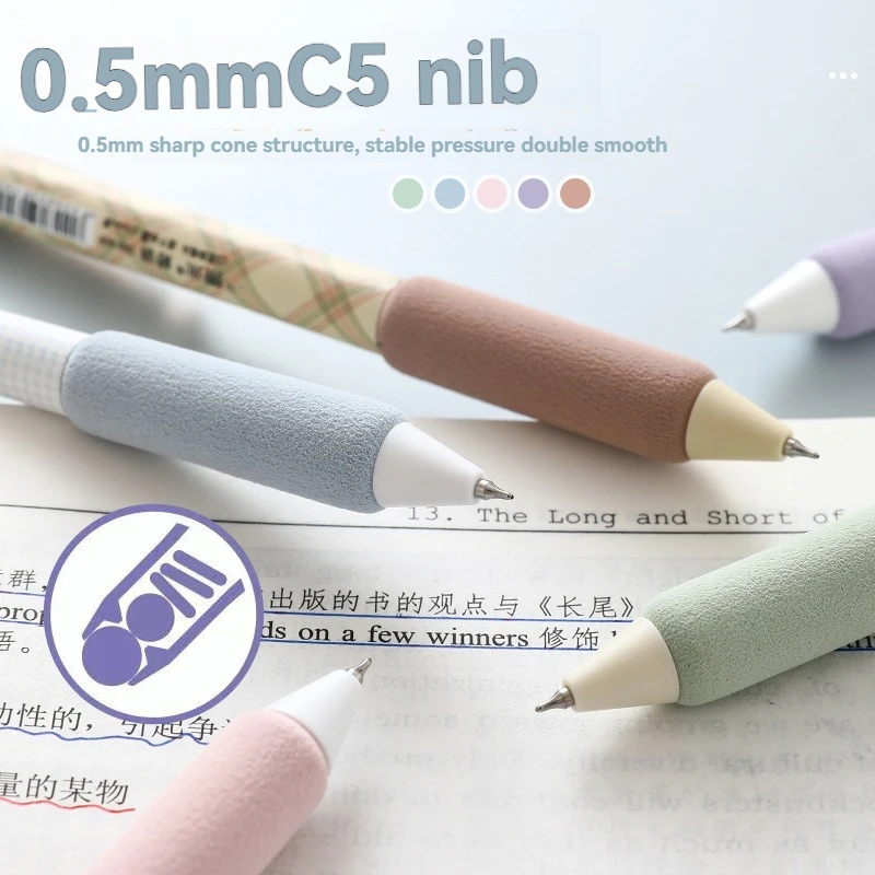 12PC Neutral Pen Press Neutral Pen Ins High Beauty Quick Dry Brushing Test Pen Sponge Cover CS Double Bead Black Pen