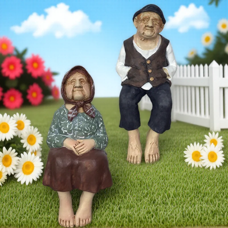 

Resin Elderly Couple Craft Grandparents Statue Romantic Decor Desktop Car Gift Ornament Fine Workmanship Eco-Friendly Material