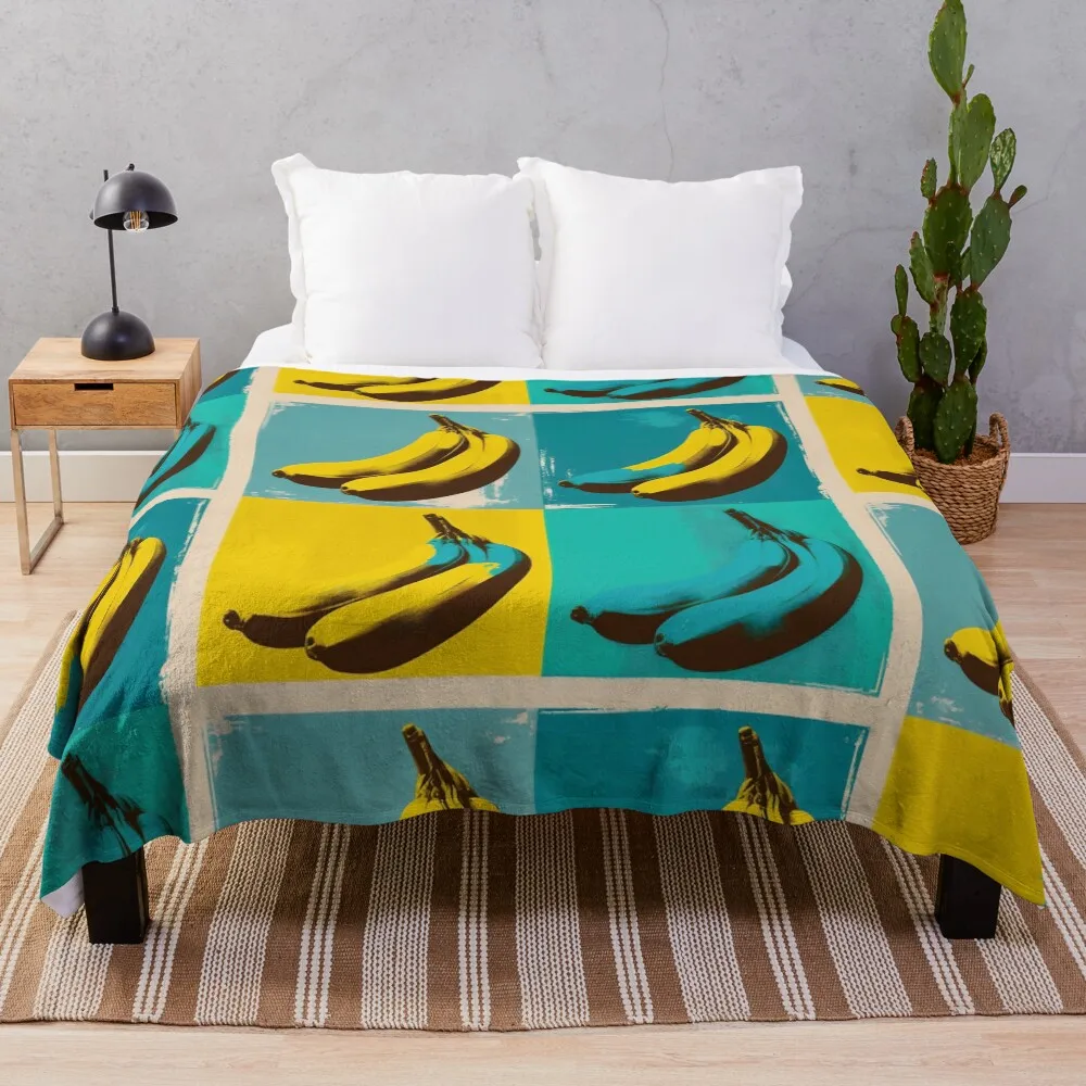 

Pop Art screen print of bananas in the style of Andy Warhol Throw Blanket funny gift Blankets For Sofas Beach anime Blankets