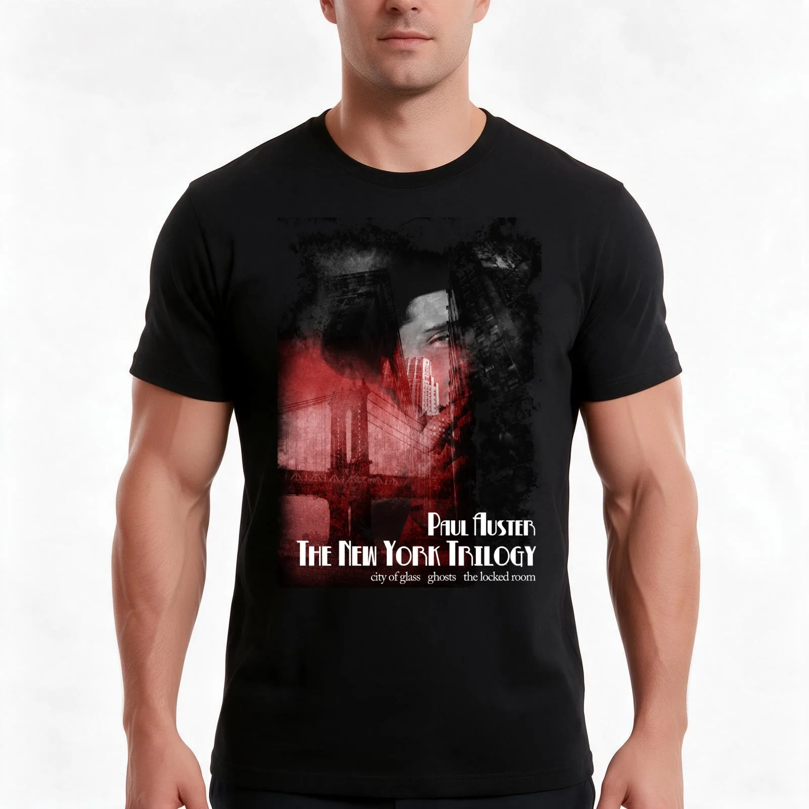 Paul Auster New York Trilogy T-Shirt, Summer Casual Cotton Tee, Oversized Streetwear Tops, Vintage Graphic Print, 100% Cotton