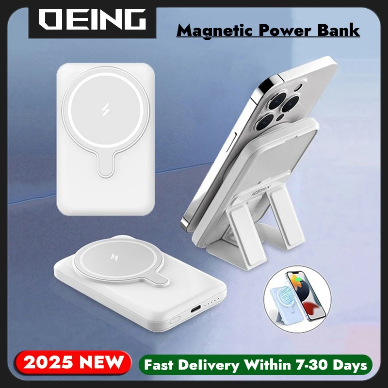 

Magnetic Wireless Powerbank Phone Holder For Apple External Backup Battery 10000mAh 22.5W Fast Charger for Xiaomi Huawei Samsung