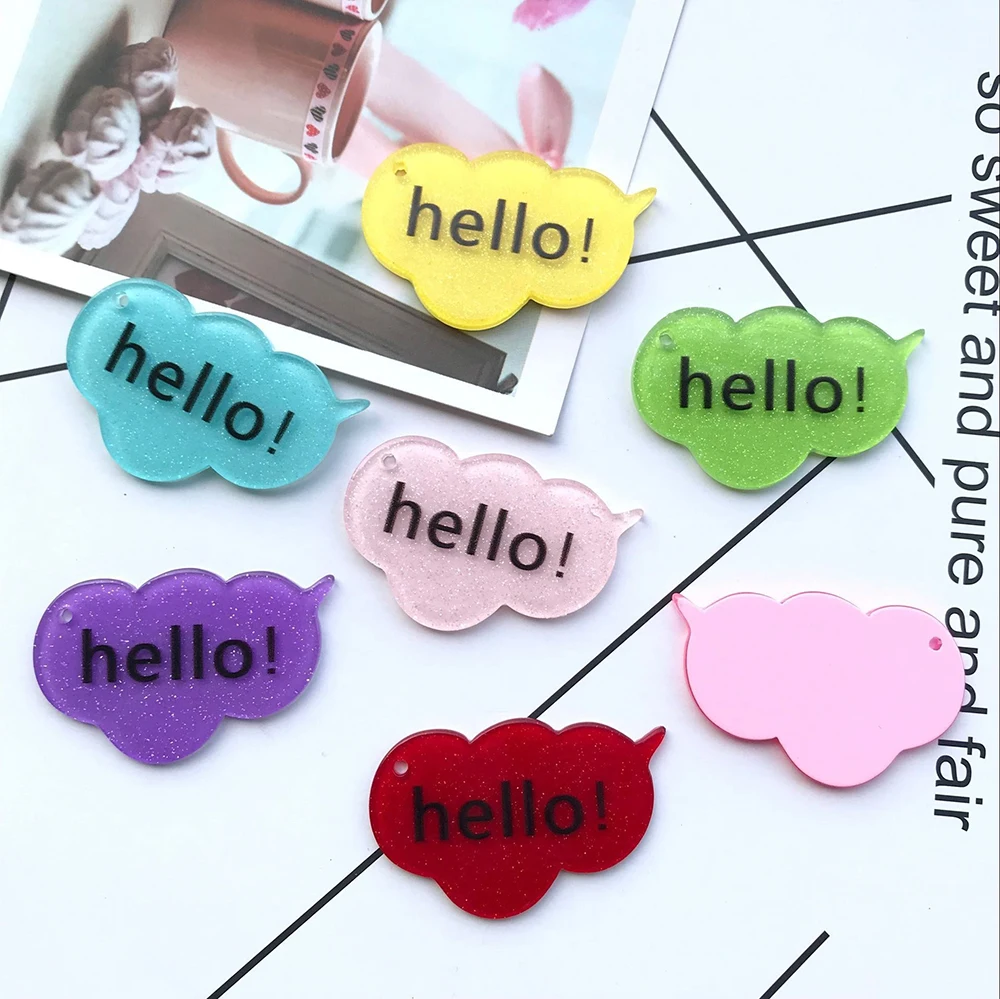 50pcs DIY Mix Acrylic Colorful  Letter Clouds Shaped Pendant Jewelry Accessories Bracelet Earrings